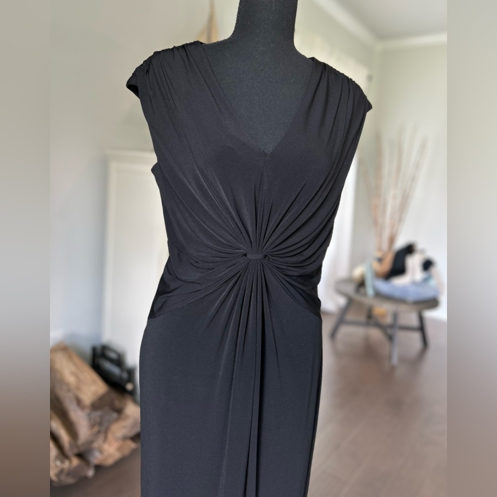 MARVIN RICHARDS Women's Black V Neck Polyester Cocktail Career Dress Size 10